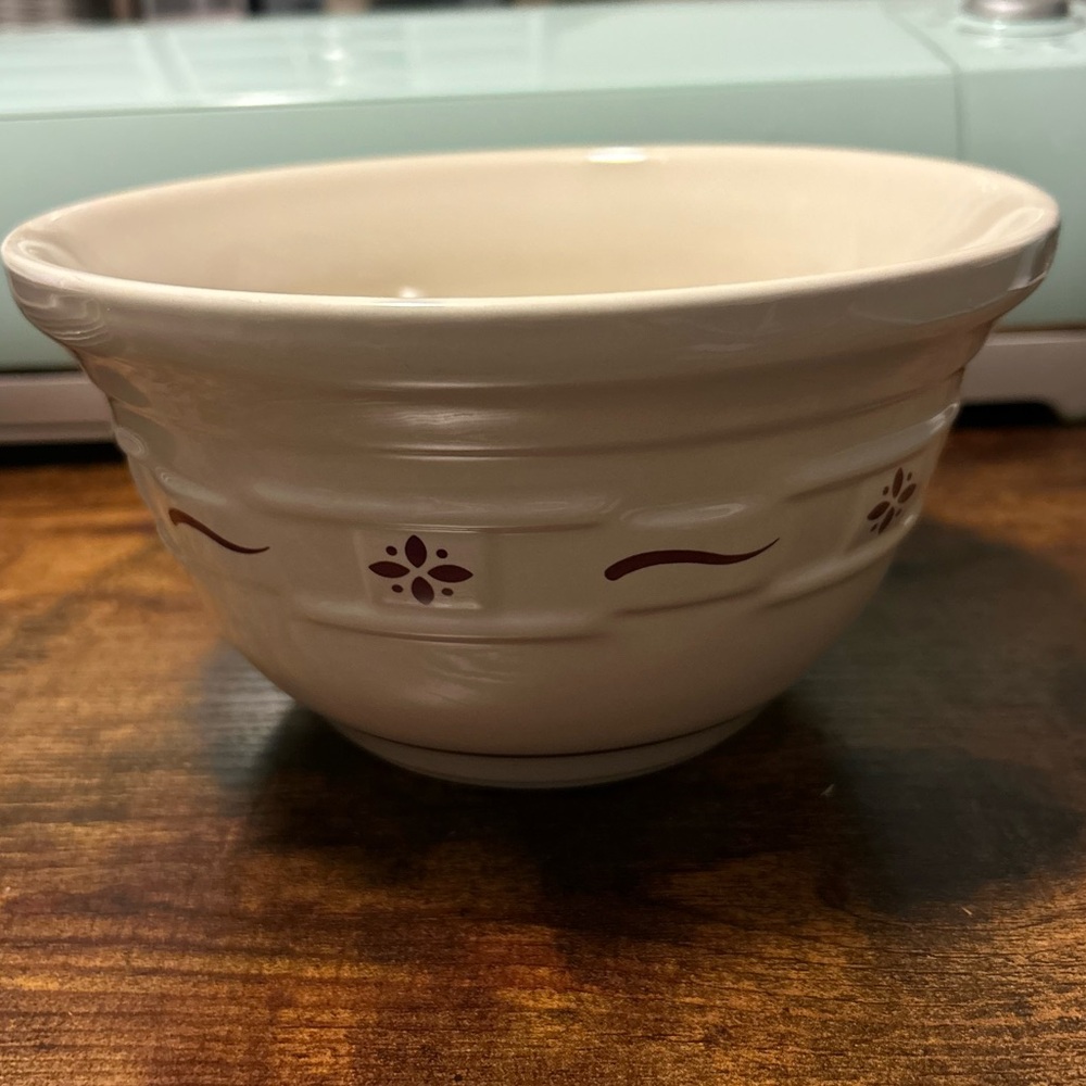 Longaberger Woven Tradition Bowl with Maroon Floral Design
